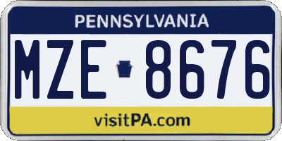 PA license plate MZE8676