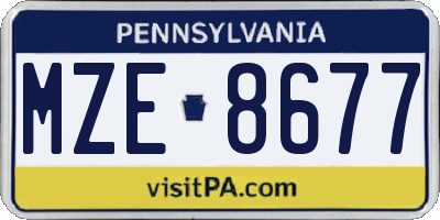 PA license plate MZE8677