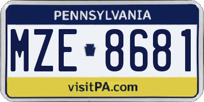 PA license plate MZE8681