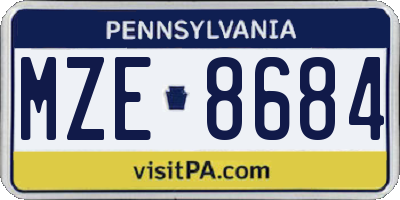 PA license plate MZE8684