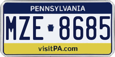 PA license plate MZE8685