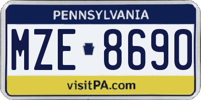 PA license plate MZE8690