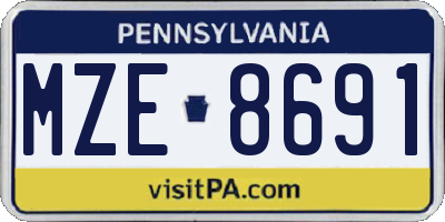 PA license plate MZE8691