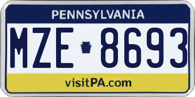 PA license plate MZE8693