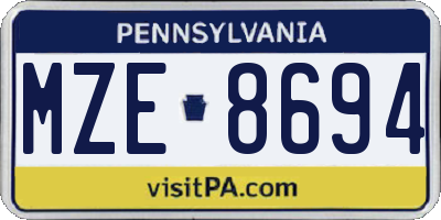 PA license plate MZE8694