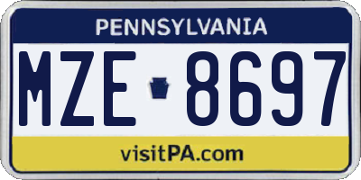PA license plate MZE8697