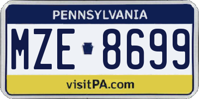 PA license plate MZE8699