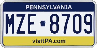 PA license plate MZE8709