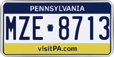 PA license plate MZE8713