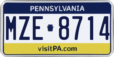 PA license plate MZE8714