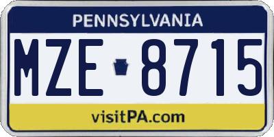 PA license plate MZE8715