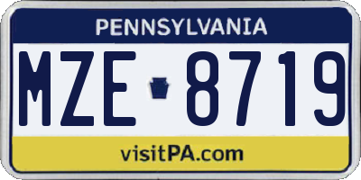 PA license plate MZE8719