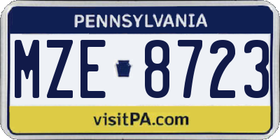 PA license plate MZE8723
