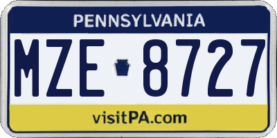 PA license plate MZE8727