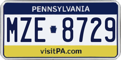 PA license plate MZE8729