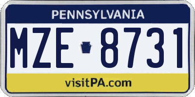 PA license plate MZE8731