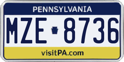 PA license plate MZE8736