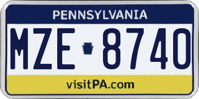 PA license plate MZE8740