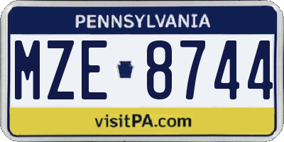 PA license plate MZE8744