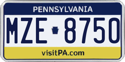 PA license plate MZE8750