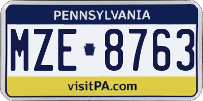 PA license plate MZE8763