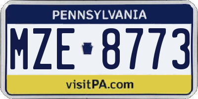 PA license plate MZE8773