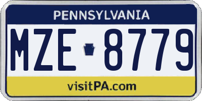 PA license plate MZE8779