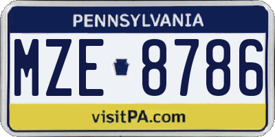 PA license plate MZE8786
