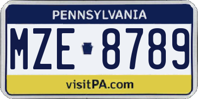 PA license plate MZE8789