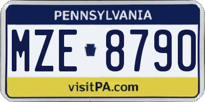 PA license plate MZE8790