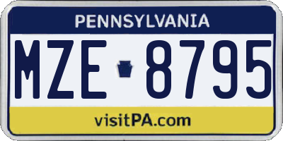 PA license plate MZE8795