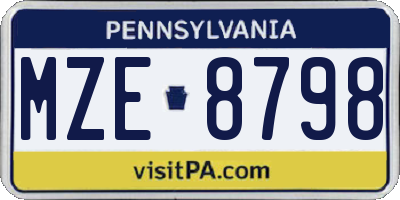 PA license plate MZE8798