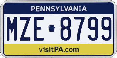 PA license plate MZE8799