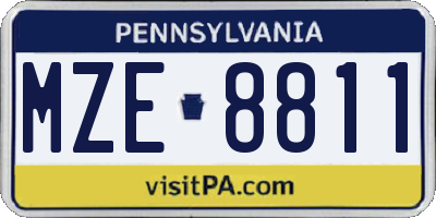 PA license plate MZE8811