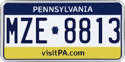 PA license plate MZE8813
