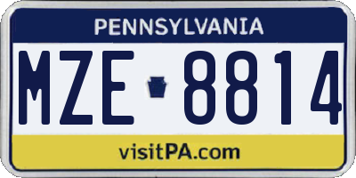 PA license plate MZE8814