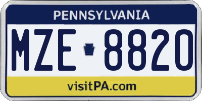 PA license plate MZE8820