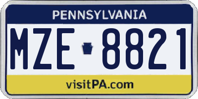 PA license plate MZE8821