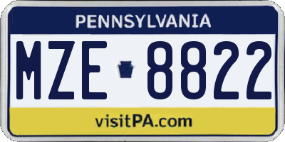 PA license plate MZE8822