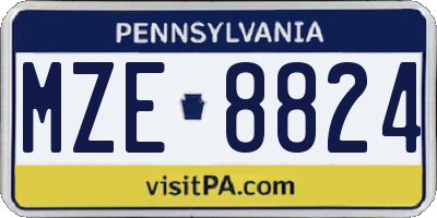 PA license plate MZE8824