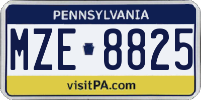 PA license plate MZE8825