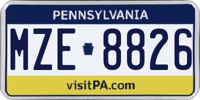 PA license plate MZE8826