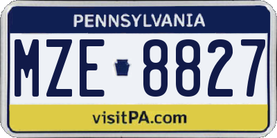 PA license plate MZE8827