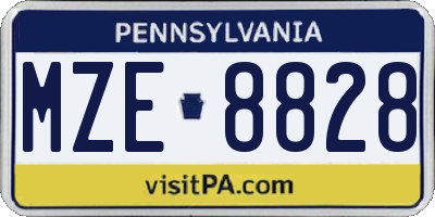 PA license plate MZE8828