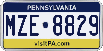 PA license plate MZE8829