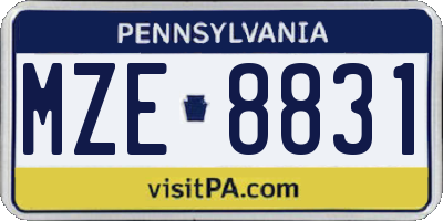 PA license plate MZE8831