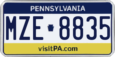 PA license plate MZE8835