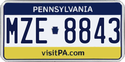 PA license plate MZE8843