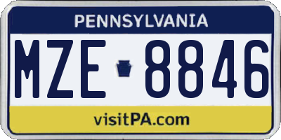 PA license plate MZE8846