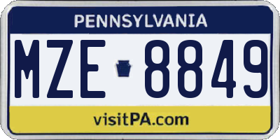 PA license plate MZE8849